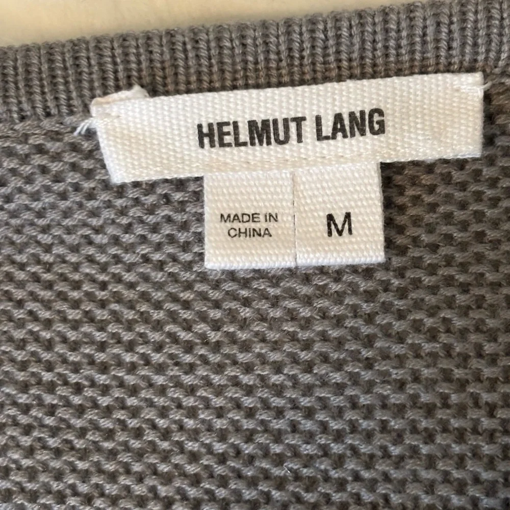 Helmet Lang Gray Textured pullover Top gray knit pullover light Medium tunic